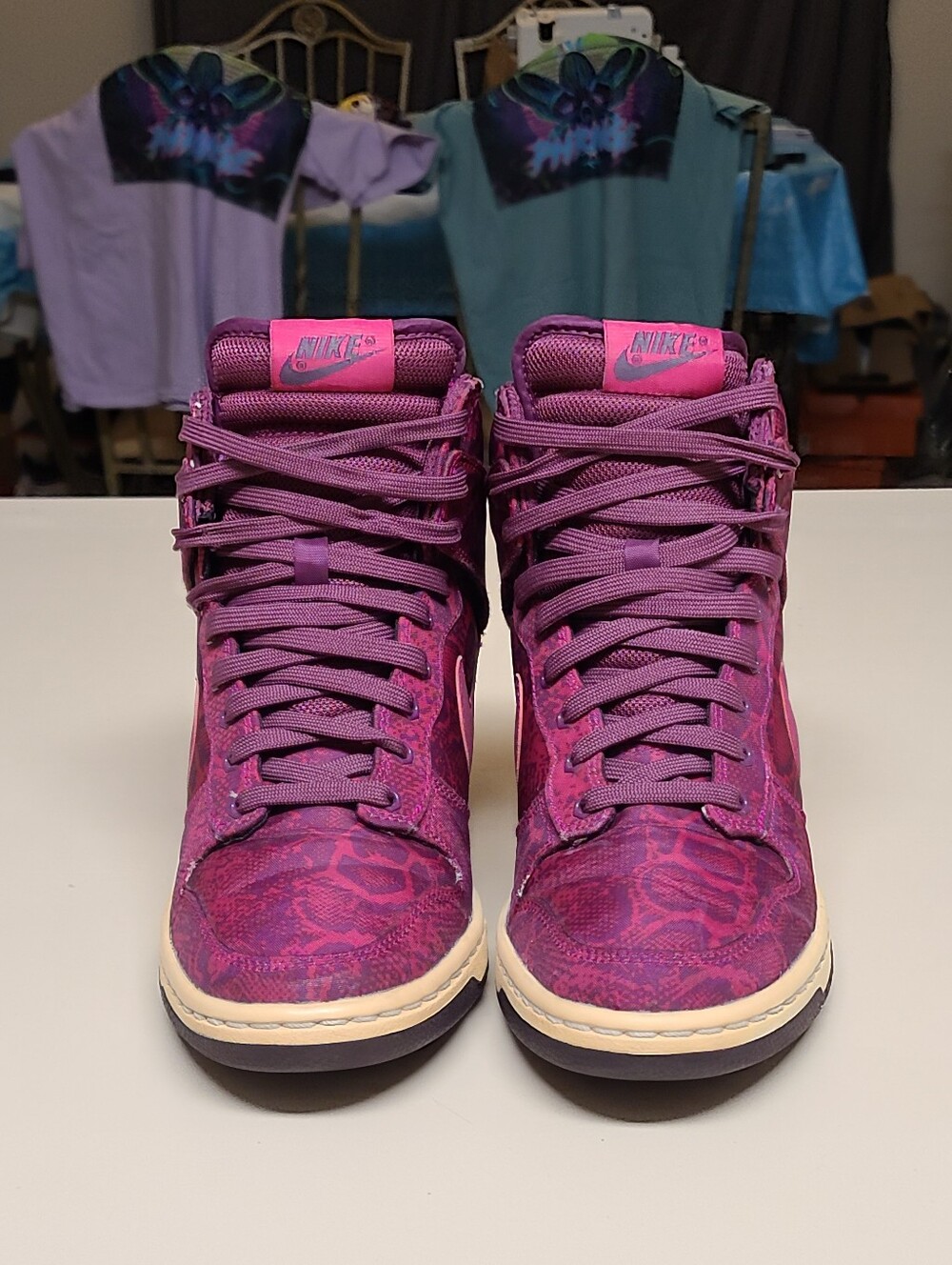 Nike Dunk Sky Hi Bright Magenta Python wedge skateboard sneakers size 7.5 - Picture 2 of 9